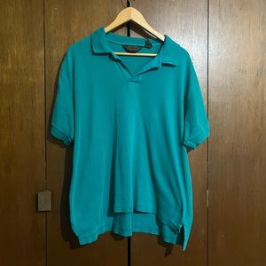 Eddie Bauer Vintage Blue-Green Short Sleeve Polo Mens XL